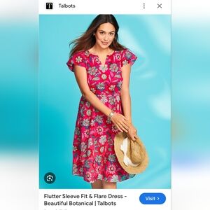 NWT Talbots Floral Red Dress Womens Sz 6p